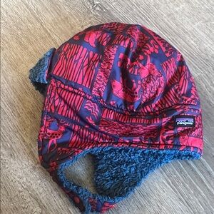 Patagonia Kids Red and Navy Earflap Hat